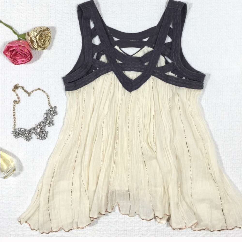 SOLD Free People Lurex Flowy Tank Top S